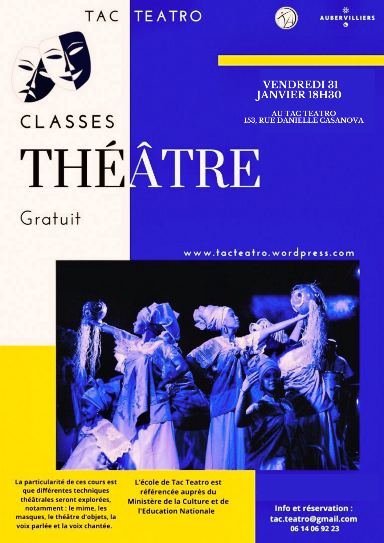 Classe théâtre gratuite avec Tac Teatro