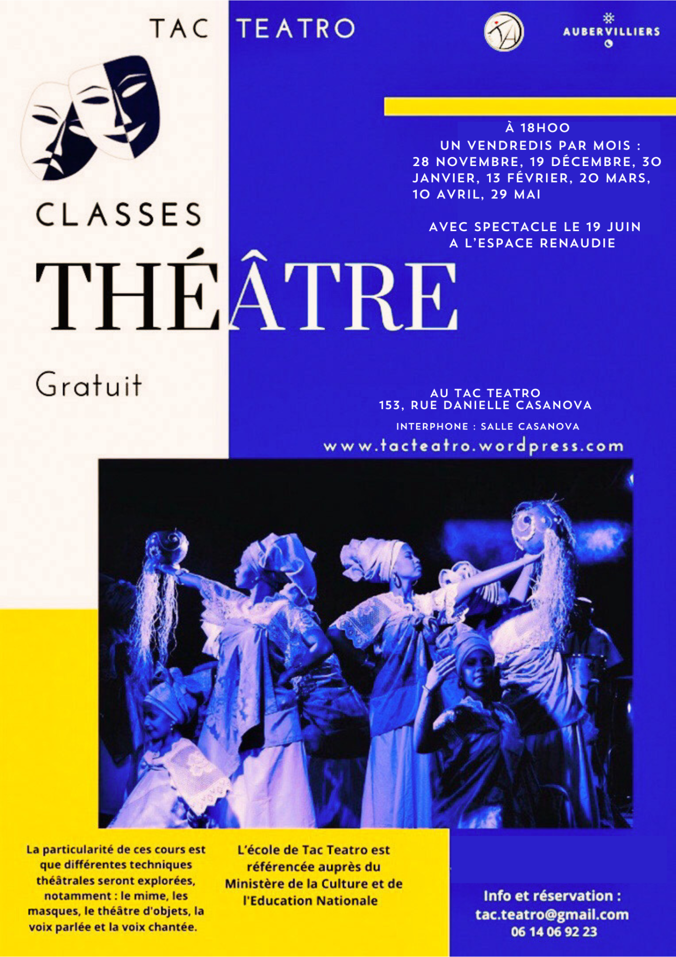 Classe Théâtre – Gratuite avec Tac Teatro