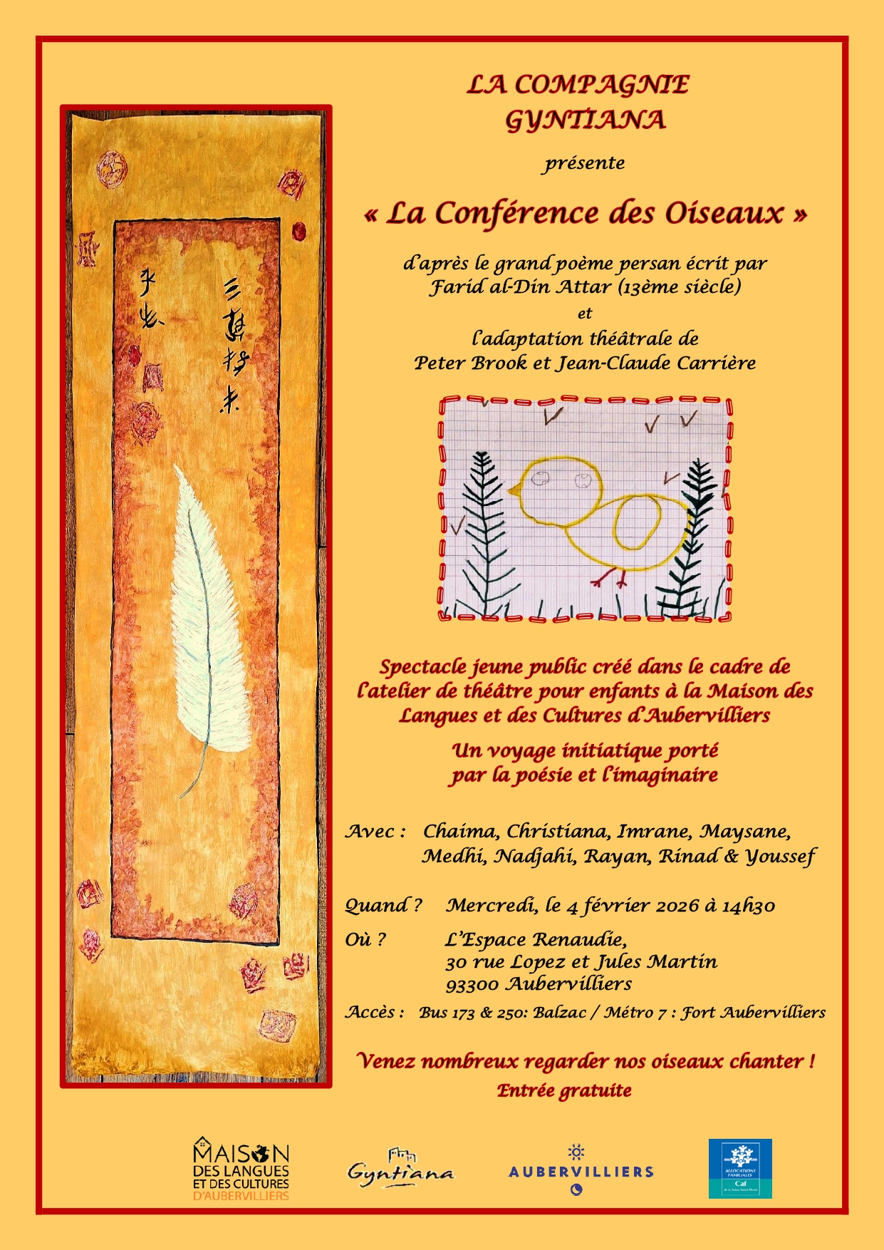 Spectacle ＂la Conférence des Oiseaux＂ avec la compagnie Gyntiana