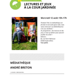 Lecture et jeux à la cour jardinée Jean Moulin avec la médiathèque André Breton