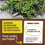 Session de broyage de déchets verts au jardin des Noyers